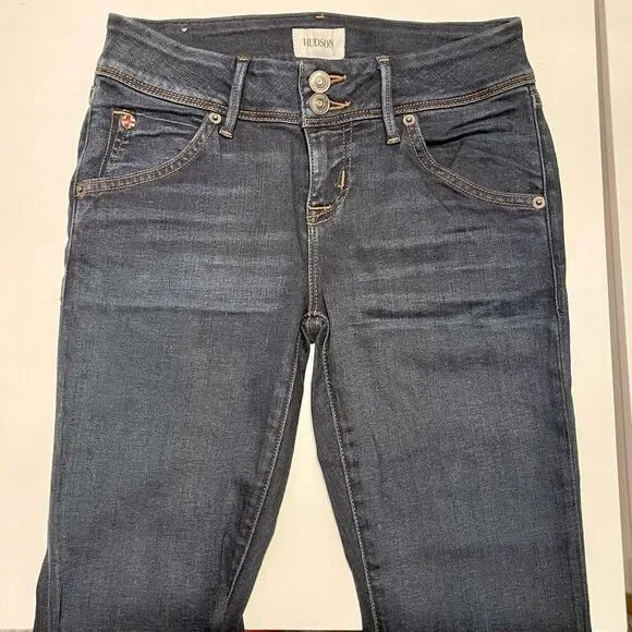 Hudson Jeans Mid-rise Flare Bootcut in Dark Blue Indigo Denim SZ 25 NEW - Picture 9 of 13